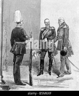 Luitpold, 12.3.1821 - 12.12.1912, prince Régent de Bavière 10.6.1886 - 12.12.1912, visite à Berlin, 1886, avec l'empereur William I, gravure en bois après dessin par Hermann Lueders, , Banque D'Images