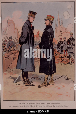 1FK 1102 E1914 E Le Maréchal Foch Albert I Col Imprimer Ferdinand Foch maréchal français 1917 chef d'état-major général Mars 1918 suprem Banque D'Images