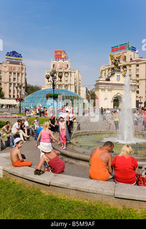 Jour de l'Indépendance - Maidan Nezalezhnosti (Place de l'indépendance), Kiev, Ukraine Banque D'Images