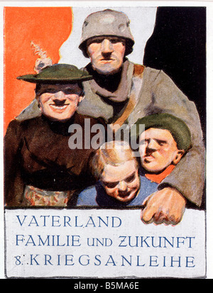 2 G55 P1 1918 4 E emprunt de guerre allemand de la Première Guerre mondiale, l'affiche de la Première Guerre mondiale, l'histoire de la patrie future famille de propagande de guerre autrichien prêt 8 Banque D'Images