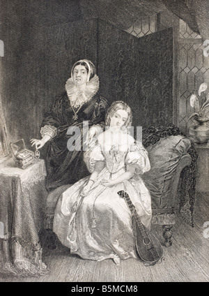 Juliette et son infirmière. Illustration pour la pièce Roméo et Juliette de William Shakespeare. Banque D'Images