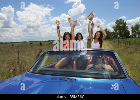 Un groupe de jeunes adultes de prendre un lecteur à travers le pays Banque D'Images