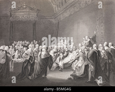 La mort du comte de Chatham, D'après une peinture par John Singleton Copley. William Pitt, comte de Chatham, homme d'État britannique et premier ministre. Banque D'Images