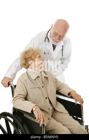 Mobilité senior woman a confiance en lui mature genre médecin isolated on white Banque D'Images