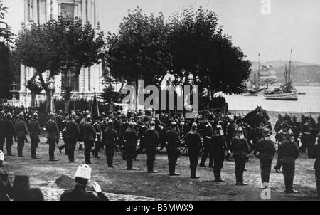 9TK 1914 8 0 A1 Défilé des troupes turques dans la Première Guerre mondiale La Première Guerre mondiale, Début de la guerre de la mobilisation en Turquie du 2 août 1914 Banque D'Images