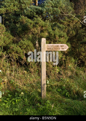 Cleveland Way enseigne sur Sutton Bank North York Moors National Park. Banque D'Images
