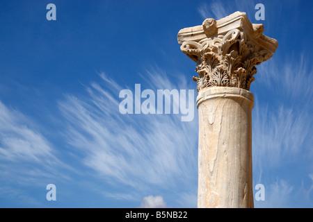 Détail d'une colonne romaine à kourion Méditerranée Chypre Banque D'Images