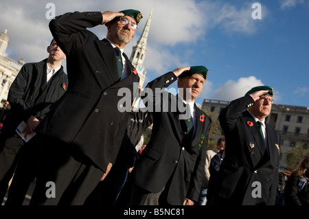 Le service public et les hommes à l'remebrence day service tenue à Trafalgar Square en plaçant des milliers de tournage dans de la fontaine Banque D'Images