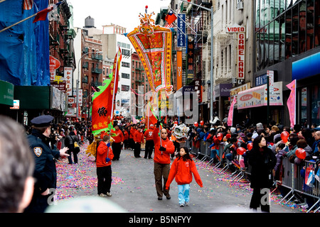 Défilé de la nouvelle année lunaire dans Chinatown NYC Banque D'Images