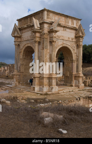 Arc de Septime Sévère, Leptis Magna, Libye Banque D'Images