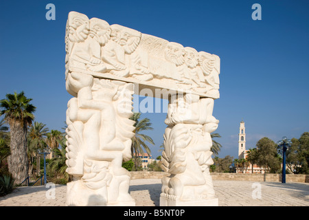 Voûte EN PIERRE SCULPTÉ ABRASHA PARC VIEILLE VILLE ISRAËL JAFFA Banque D'Images