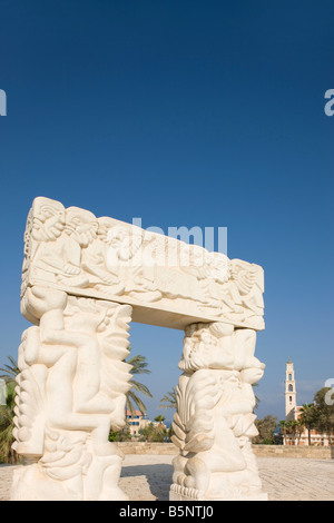 Voûte EN PIERRE SCULPTÉ ABRASHA PARC VIEILLE VILLE ISRAËL JAFFA Banque D'Images