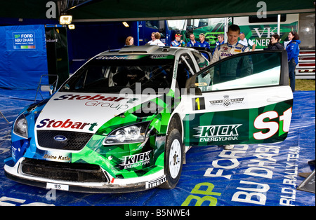 2007 Ford Focus WRC avec chauffeur Matthew Wilson à Goodwood Festival of Speed, Sussex, UK. Banque D'Images