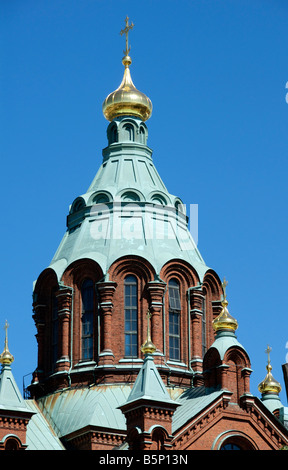 Détail du toit cathédrale orthodoxe Uspenski Helsinki Finlande Banque D'Images