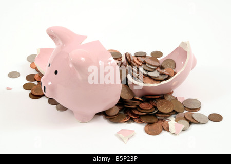 Smashed Piggy Bank Banque D'Images