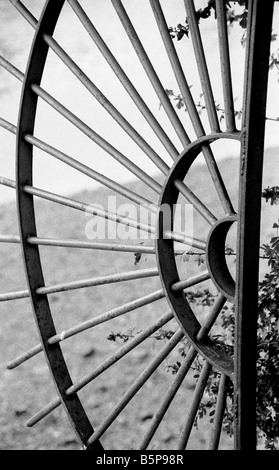 Clôture artistique conception à l'aide de cercles et de branches semi Banque D'Images