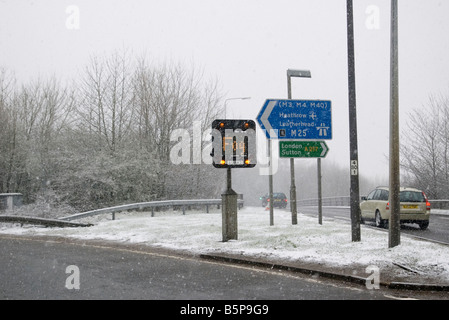 Panneau routier brouillard brouillard Brouillard Roadsign Road Traffic Sign UK Banque D'Images