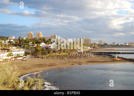 Playa del Bobo au coucher du soleil, Costa Adeje, Tenerife, Canaries, Espagne Banque D'Images