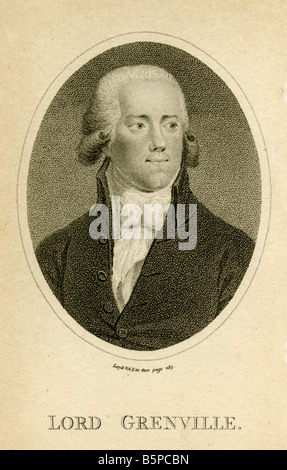 Gravure ancienne de William Wyndham Grenville. Banque D'Images