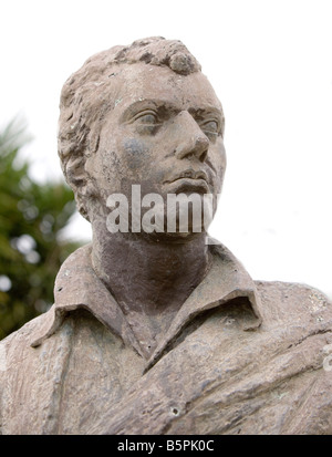 Buste de Lord Byron, Metaxata, Céphalonie Céphalonie (Grèce), Banque D'Images