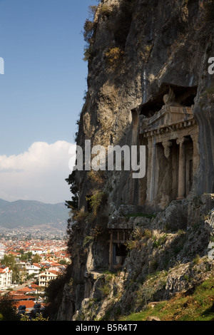 Rock lycienne tombe à Fethiye Turquie Banque D'Images