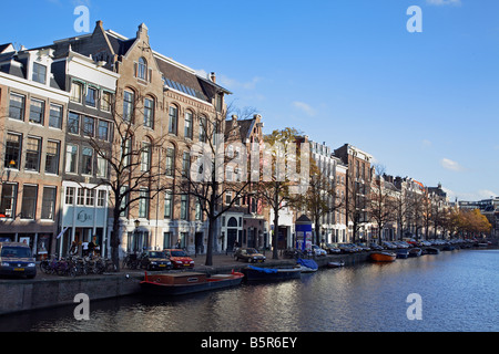 En plus de maisons de l'architecture et le canal Prinsengracht à Amsterdam Banque D'Images