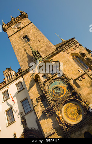 L'Horloge Astronomique de Prague ou Prague Orloj, ancienne Mairie, Place de la vieille ville, République Tchèque Banque D'Images