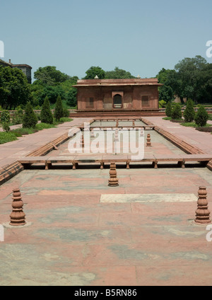 Fort Rouge Inde Delhi pavillon en grès rouge construit par Shah Jahan 1639-48 Banque D'Images