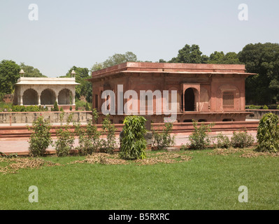 Fort Rouge Inde Delhi pavillon en grès rouge construit par Shah Jahan 1639-48 Banque D'Images