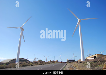 Éoliennes, Parque Eolico El Medano, entrée privée, Tenerife, Canaries, Espagne Banque D'Images