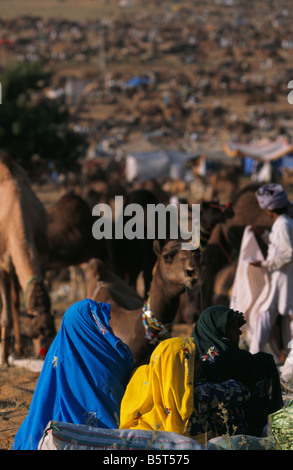 Trois femmes à la foire de Pushkar en Inde Banque D'Images