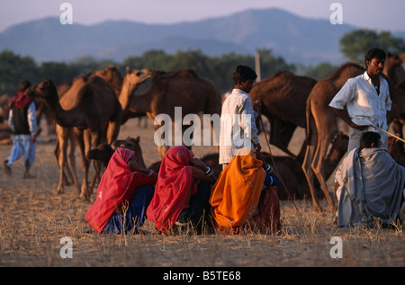 Trois femmes à la foire de Pushkar en Inde Banque D'Images