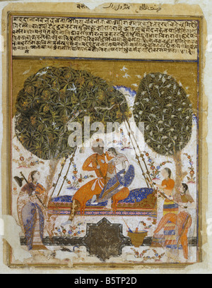 Farhad raconte les aventures de Shirin. L'illustration du livre islamique. Khusro Shirin de Nizami folio 138b daté dans le colophon 1135 Banque D'Images