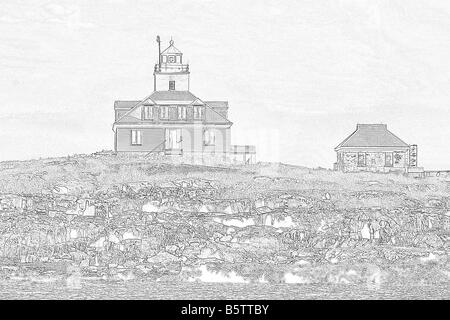 Croquis de l'Egg Rock Lighthouse, Bar Harbor, Maine, USA Banque D'Images