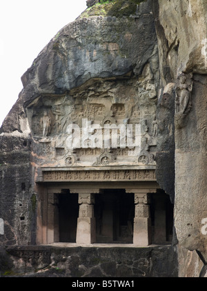 Kailasanatha Temple monolithe de basalte sculptés dans les grottes d'Ellora Inde Shiva Banque D'Images