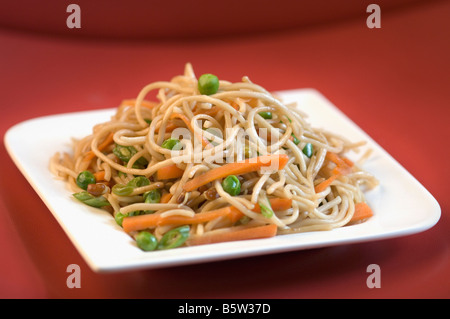 Close-up de nouilles dans une assiette Banque D'Images