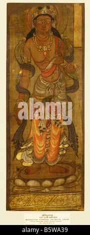 Bannière de soie Avalokitesvara. Repeint. Tun huang. 7-8ème siècle. Musée national de New Delhi Inde 64,4 x 48 cm Banque D'Images