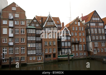 Les entrepôts de Deichstrasse à Hambourg, Allemagne, de retour sur le canal Nikolaifleet. C'est le plus vieux quartier de la ville. Banque D'Images