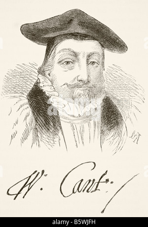 William Laud, 1573-1645. Archevêque de Canterbury. Portrait et signature. Banque D'Images