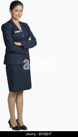 Portrait of an air hostess smiling Banque D'Images