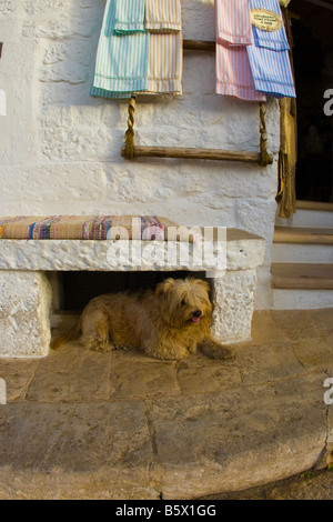 Regardant les passants à Alberobello, dans les Pouilles Italie Banque D'Images