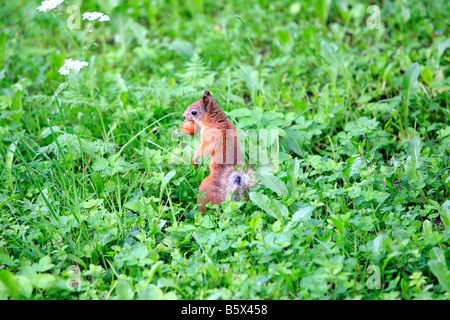 Avec de l'Écureuil d'acorn (écrou) dans sa bouche dans les jardins du 18e siècle Palais de Catherine à Pouchkine, Russie Banque D'Images