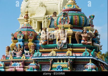 Divinités hindoues, statue peinte, sur l'Éternel Lakshmi Narasimha Swamy Temple à Kadiri, Inde Banque D'Images