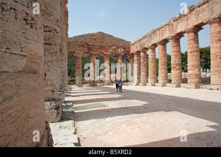 Temple grec de Ségeste, en Sicile, Banque D'Images