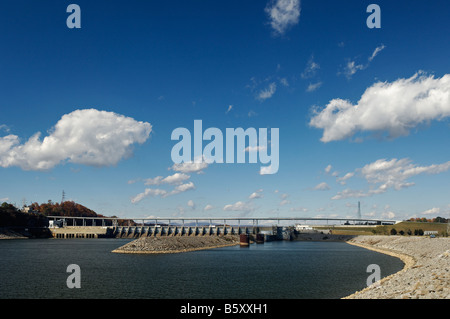 Avis de Watts Bar Dam sur le Colorado River de son Tailwaters Meigs County Florida Banque D'Images