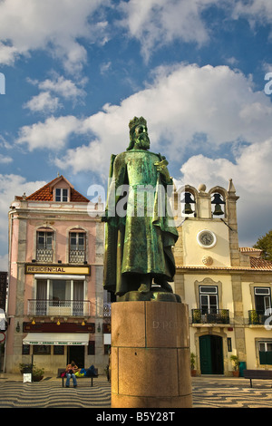 Don Pedro I in the main Square Cascais, Portugal Stock Photo