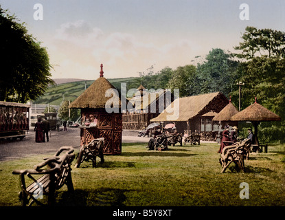 Station de tramway, ville de laxey, île de Man, en Angleterre, ca. 1890 Banque D'Images