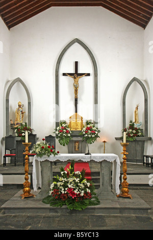 À l'intérieur de Igreja de São Nicolau - l'église de Santa Claus, Sete Cidades, São Miguel, Açores, Portugal Banque D'Images