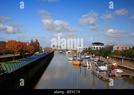 Les quais du port de wisbech paysage rivière Nene Wisbech Cambridgeshire County Fenland ville géorgienne Angleterre Grande-bretagne UK Banque D'Images