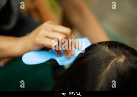 Peignes pour cheveux mère headlice Banque D'Images